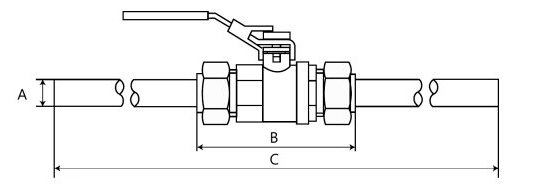 2 Pieces medical gas ball Valve size