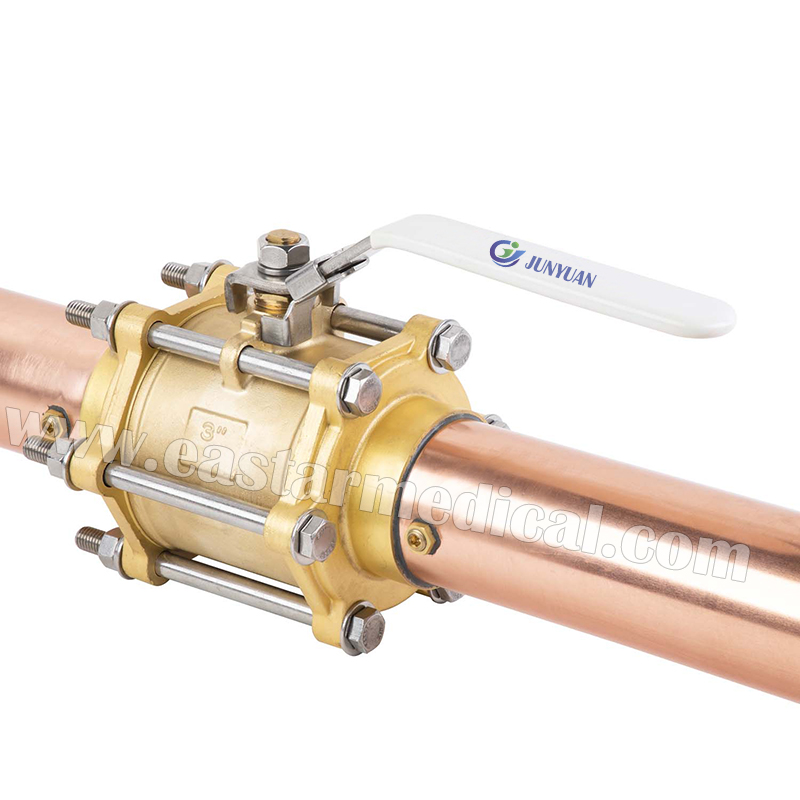 3-piece Brass Medical Gas Ball Valve with Extensions