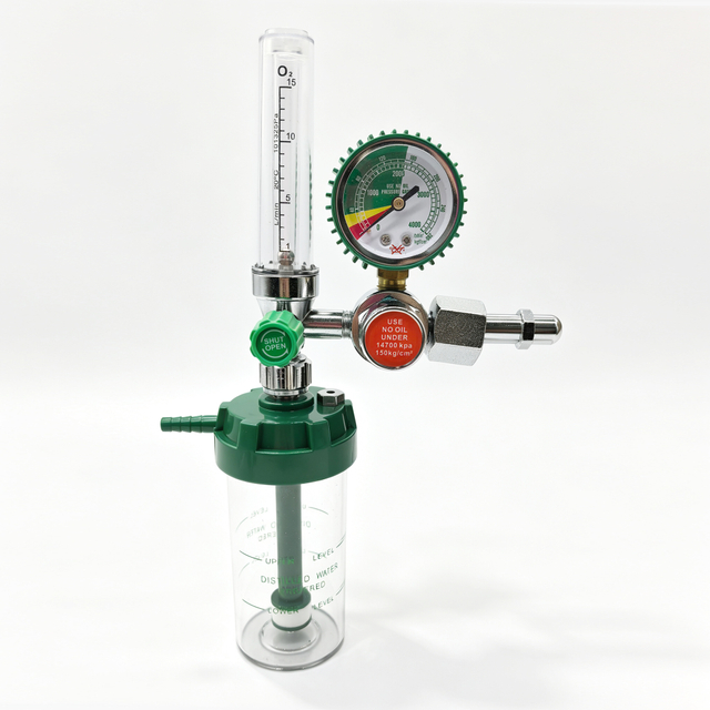 Medical Gas Oxygen Pressure Flowmeter Regulator Gauge Humidifier Bottle Model MDC Metal Construction ISO Certified