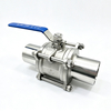 NFPA 99 Stainless Steel 3-Piece Medical Gas Ball Valve SS304/SS316 Oxygen Cleaned Isolation Valve for Hospital Pipeline