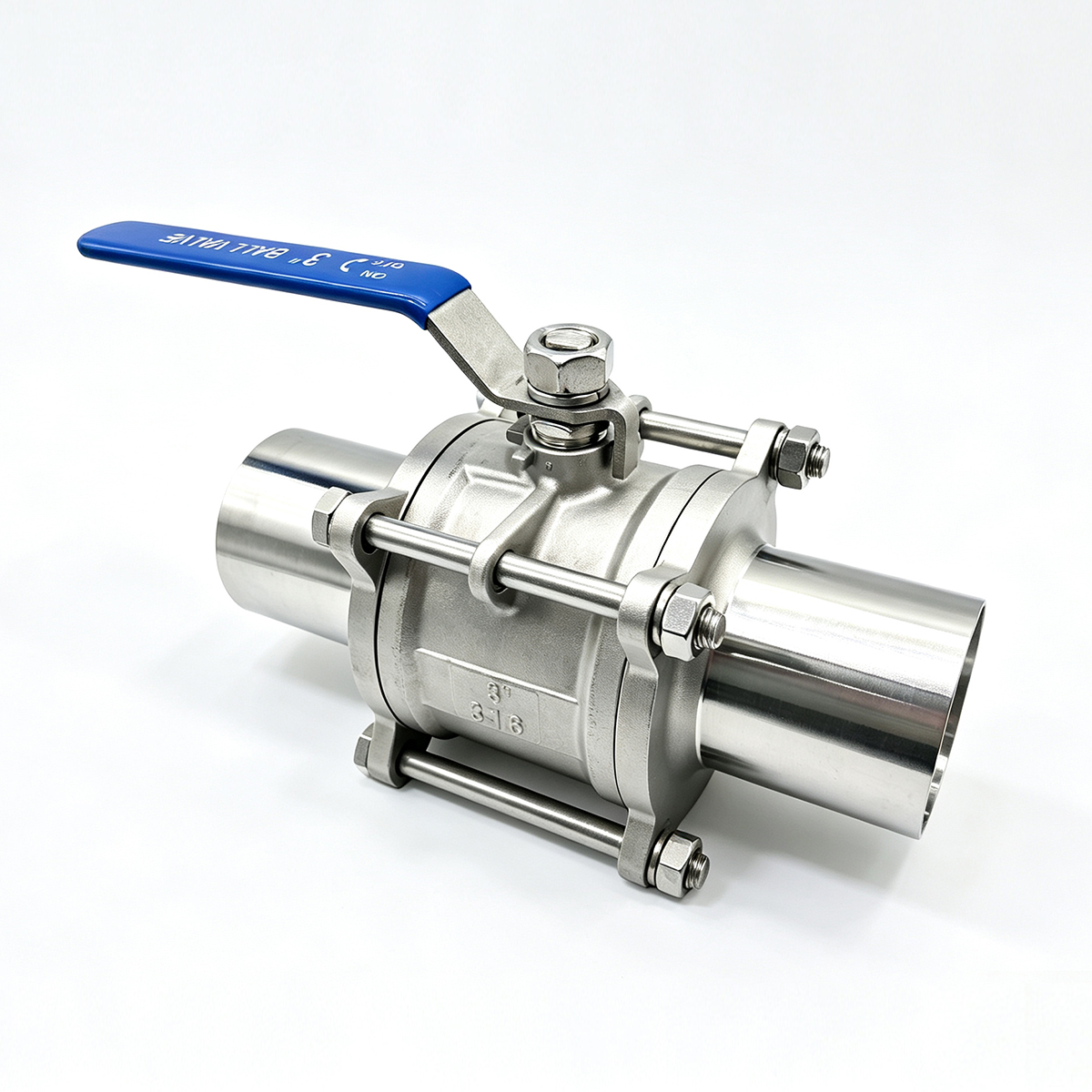 NFPA 99 Stainless Steel 3-Piece Medical Gas Ball Valve SS304/SS316 Oxygen Cleaned Isolation Valve for Hospital Pipeline